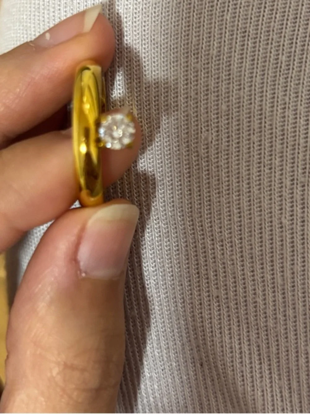Gold Ring with Solitaire Crystal Accent - Women Jewelry